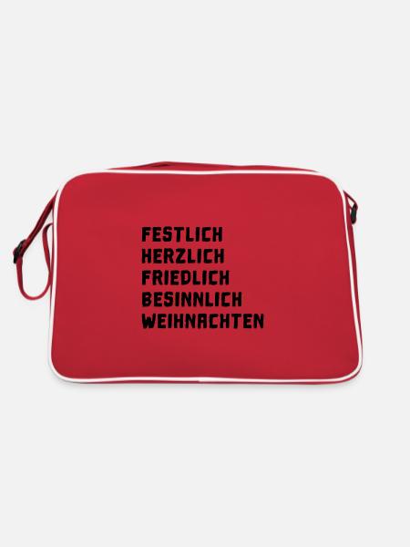 Frohe Weihnachten und besinnliches Heilig Abend - Retro Tasche - Rot/Weiß - Hinten