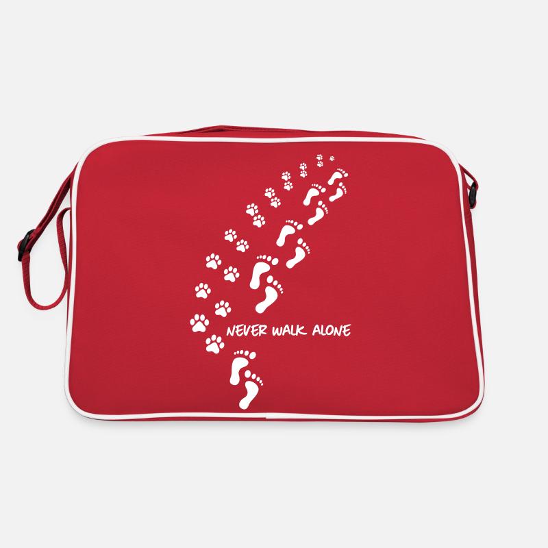 never walk alone dog Retro Tasche