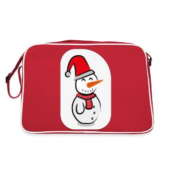 Schneemann mit hintergrund - Retro Tasche - Rot/Weiß - Hinten