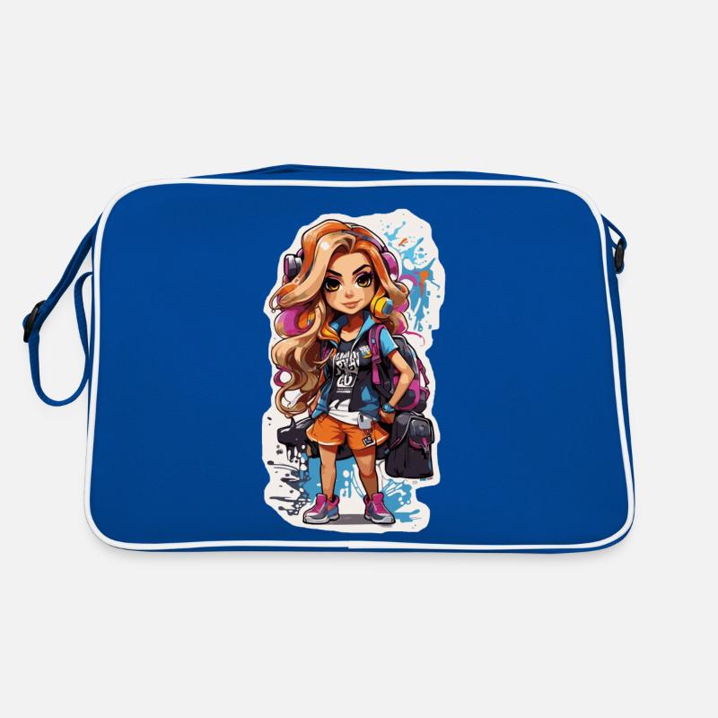 Mädchen Schoolgirl bunt mit Graffiti Retro Tasche