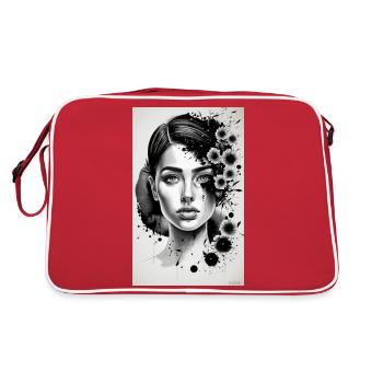 femme noire et blanche - Sac Retro - rouge/blanc - Dos