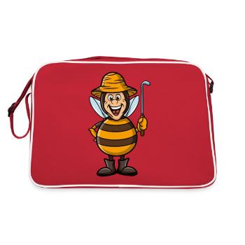 funny beekeeper as bee - Retro Bag - red/white - Back