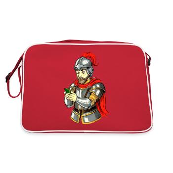 Knight with smartphone - Retro Bag - red/white - Back