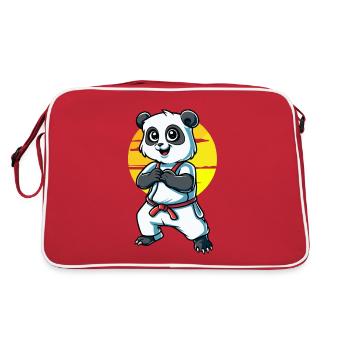 Cute Martial Arts Panda - Retro Bag - red/white - Back