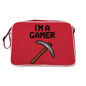 pixel gamer pickaxe - Retro Bag - red/white - Back