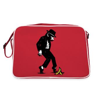 Affe mit Hut - Retro Tasche - Rot/Weiß - Hinten