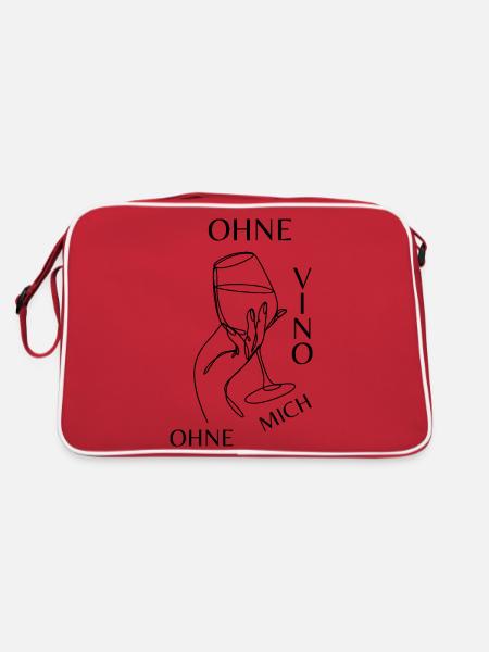 Ohne VINO ohne mich Shirt - Retro Tasche - Rot/Weiß - Hinten
