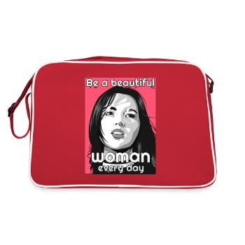 Be a beautiful woman ever day - Mother Day - Retro Tasche - Rot/Weiß - Hinten