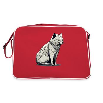 Minimalistische Katze Minimalistische Katze Geometrische Katze - Retro Tasche - Rot/Weiß - Hinten