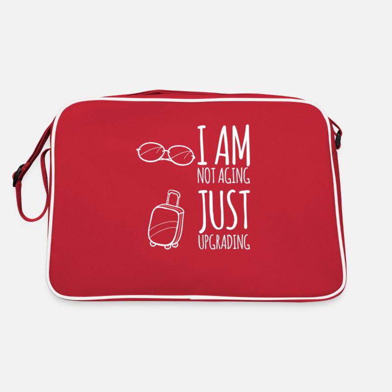 I am not aging, just upgrading - Retro Tasche - Rot/Weiß
