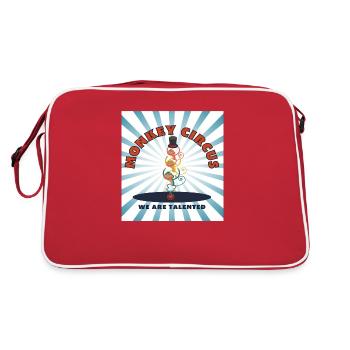 Monkey Circus / Affenzirkus - blau weiß - Retro Tasche - Rot/Weiß - Hinten