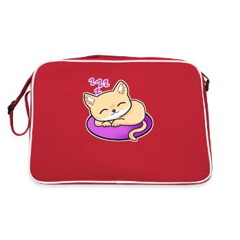 manqiwZzz Katze Schlafen Zzz Comic - Retro Tasche - Rot/Weiß - Hinten