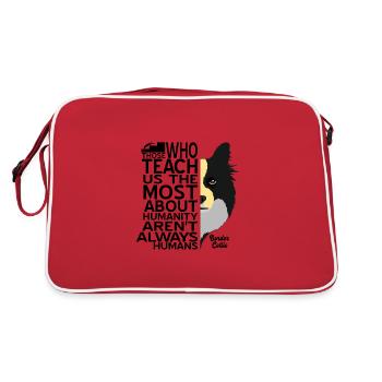 Border Collie - Retro Tasche - Rot/Weiß - Hinten