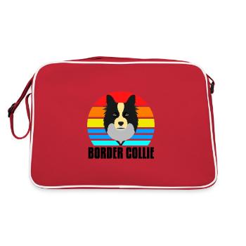 Border Collie - Retro Tasche - Rot/Weiß - Hinten