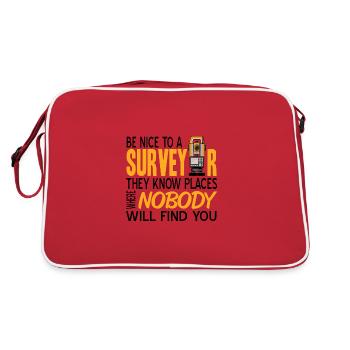 Cadeau d'emploi d'arpenteur arpenteur - Sac Retro - rouge/blanc - Dos
