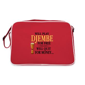 Djembe percussion instrument tambour musique cadeau - Sac Retro - rouge/blanc - Dos