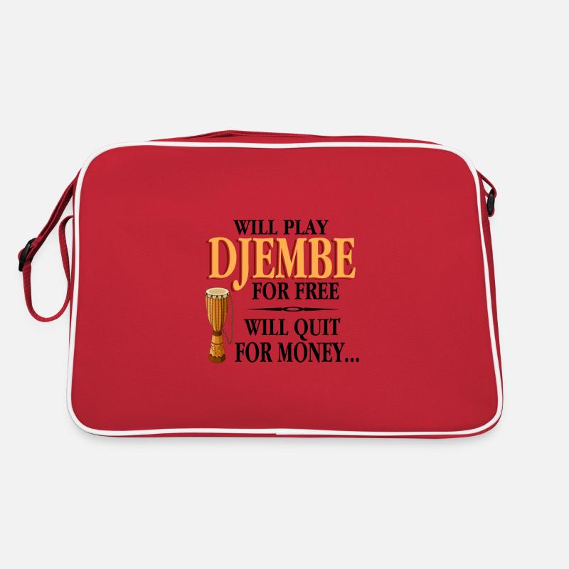 Djembe Schlaginstrument Trommel Musik Geschenk - Retro Tasche - Rot/Weiß