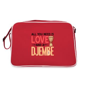 Djembe percussion instrument tambour musique cadeau - Sac Retro - rouge/blanc - Dos