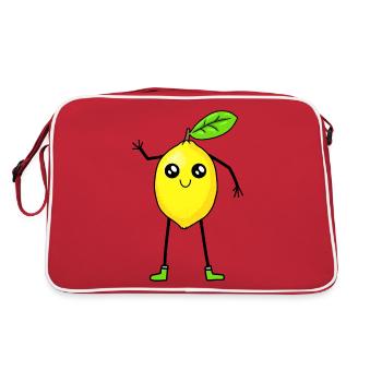 Zitrone Zitronen Frucht Früchte Vitamine - Retro Tasche - Rot/Weiß - Hinten