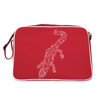 Tribal Lizard White Outlines - Retro Bag - red/white - Back