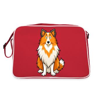 Alerte chien de berger Shetland Art numérique - Sac Retro - rouge/blanc - Dos