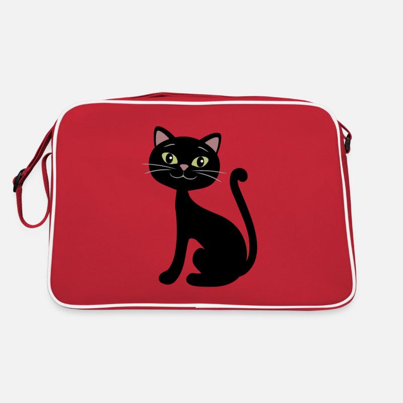 Chat noir heureux Sac Retro