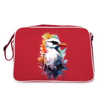 Graffiti Watercolor Möwe Seagull - Retro Tasche - Rot/Weiß - Hinten
