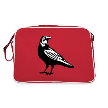Rabe - Krähe - Retro Tasche - Rot/Weiß - Hinten