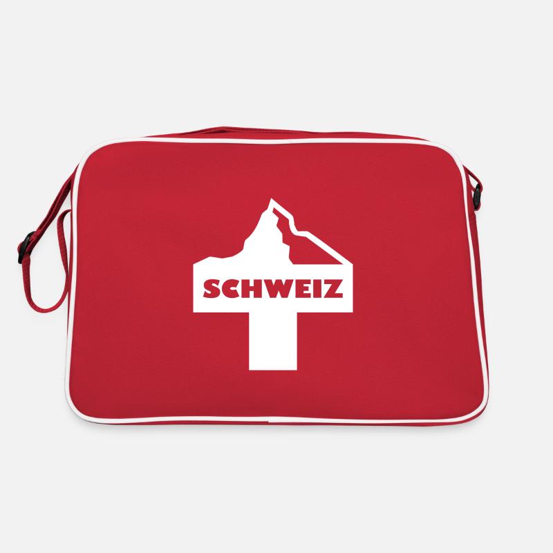 Schweizerkreuz mit Berg Retro Tasche