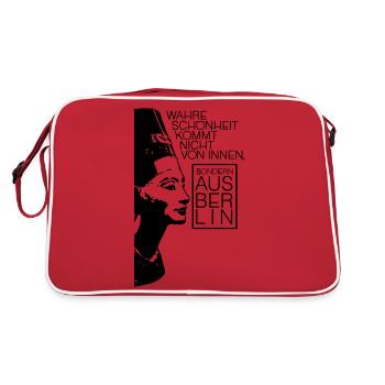 Wahre Schönheit - Berlin - Retro Tasche - Rot/Weiß - Hinten