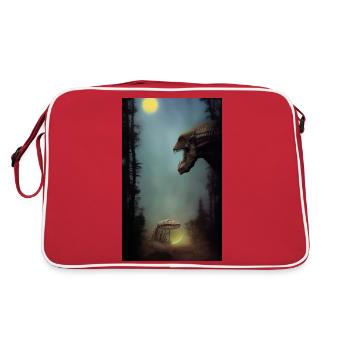 Creepy Horror Comic Alien on a strange planet land - Retro Bag - red/white - Back