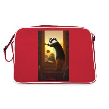 Blaireau (en allemand Dachs) dessin de portrait cool - Sac Retro - rouge/blanc - Dos