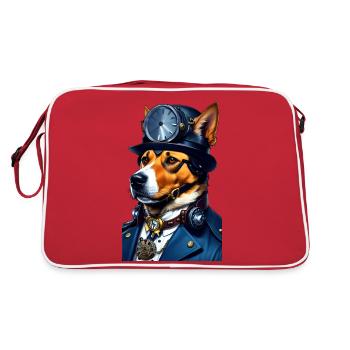 Steampunk Buddy Dog - Retro Bag - red/white - Back