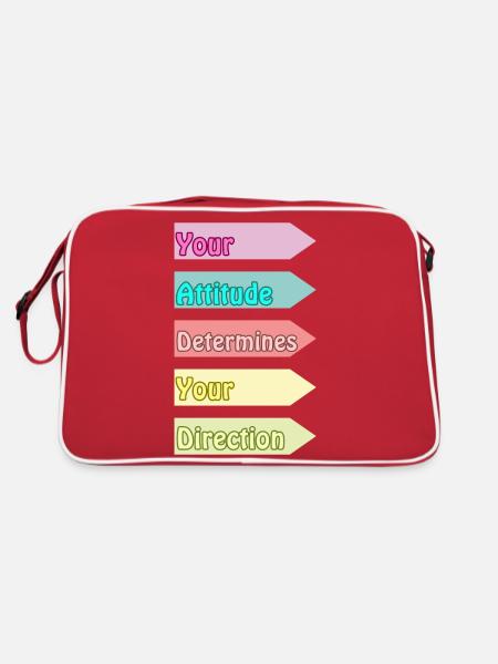 Deine Einstellung bestimmt deine Richtung - Retro Tasche - Rot/Weiß - Hinten