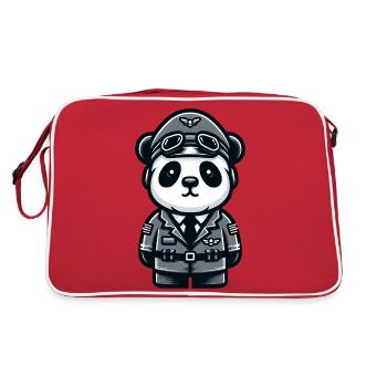 Cute Panda Pilot - Retro Tasche - Rot/Weiß - Hinten