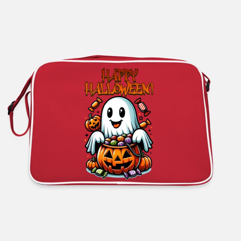 Halloween Geist - Retro Tasche - Rot/Weiß