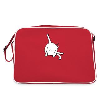 Cat Washing Bottom - Retro Bag - red/white - Back