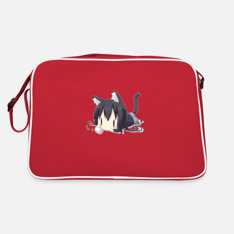 Neko | süßes Katzen Mädchen Anime Style - Retro Tasche - Rot/Weiß