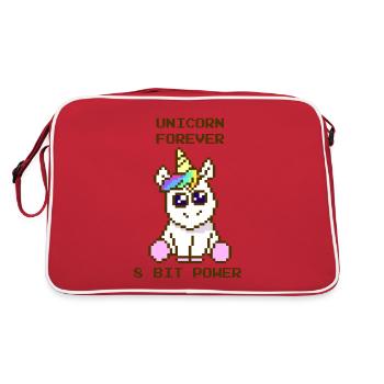 Licorne pour toujours - Einhorn für immer Shirt, Sticker - Sac Retro - rouge/blanc - Dos