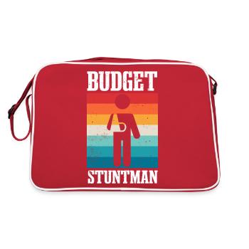Lustiger Stuntman: Gebrochener Arm, Ellbogen, Handgelenksverletzung - Retro Tasche - Rot/Weiß - Hinten