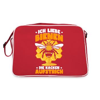 Bienen Imkerei Bienenzüchter Imker Spruch - Retro Tasche - Rot/Weiß - Hinten