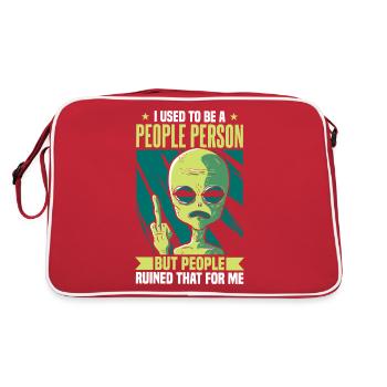 Früher war ich ein geselliger Mensch Alien Antisozial - Retro Tasche - Rot/Weiß - Hinten