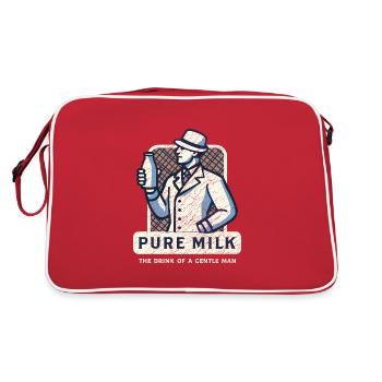 Pure Milk drink of a gentle man funny shirt ironic - Retro Bag - red/white - Back
