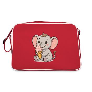 Eiszeit mit Elefant - Retro Tasche - Rot/Weiß - Hinten