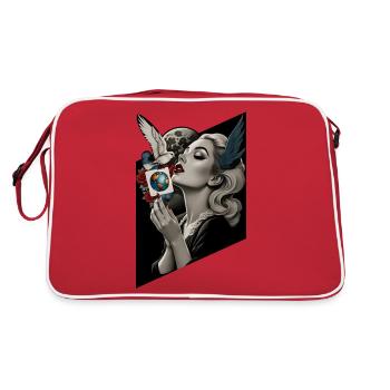 Retro Friedenstaube - Retro Tasche - Rot/Weiß - Hinten