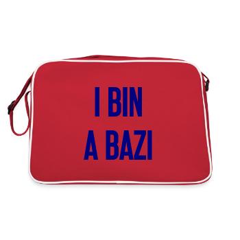 I bin a Bazi – Bayerischer Spruch mit Humor - Retro Tasche - Rot/Weiß - Hinten