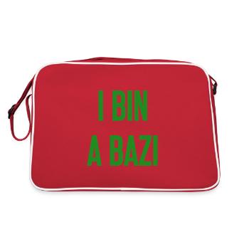 I bin a Bazi – Bayerischer Spruch mit Humor - Retro Tasche - Rot/Weiß - Hinten