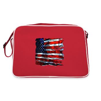 Drapeau américain vintage finement fabriqué à la main - Sac Retro - rouge/blanc - Dos
