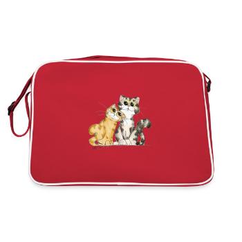 two cats - Retro Bag - red/white - Back