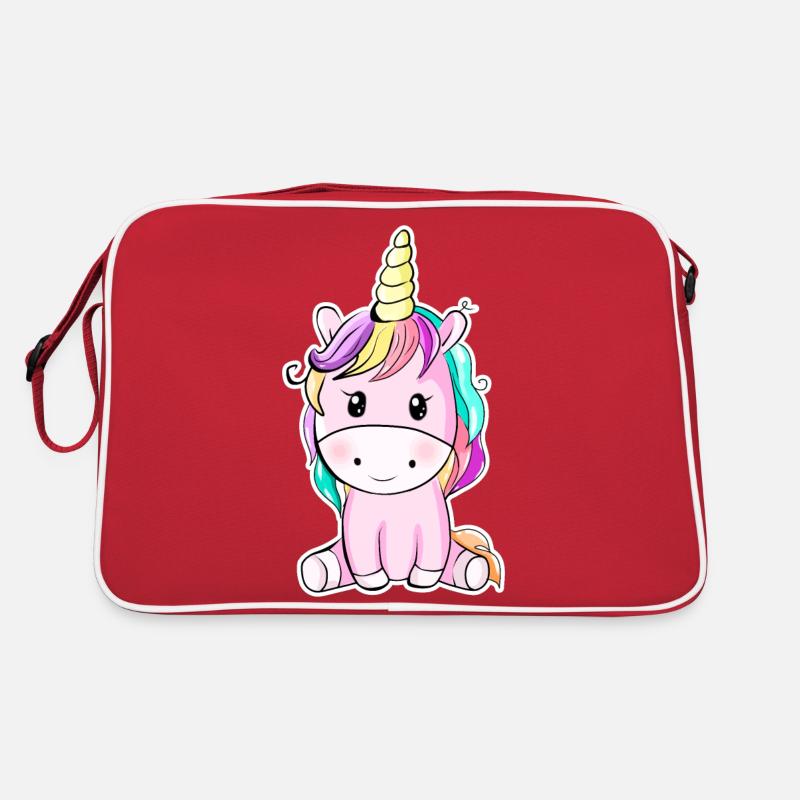 Autocollant de licorne mignon - Sac Retro - rouge/blanc
